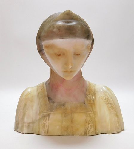 Italian Carved Alabaster Beatrice Bust