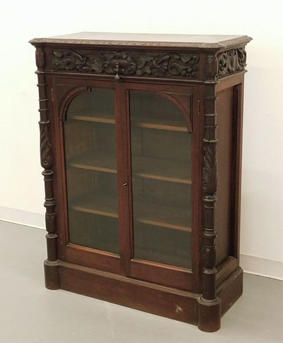 American Walnut Renaissance Revival Bookcase