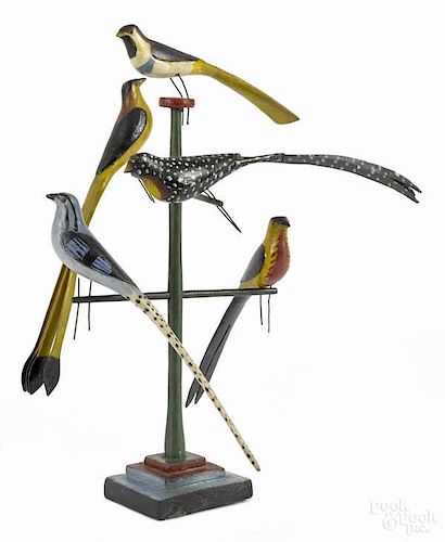 Pennsylvania carved and painted bird tree, late 19th c.