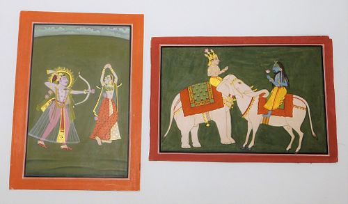 2PC Indian Udaipur & Jodhpur School Paintings
