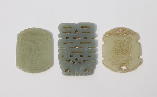 3PC Chinese Qing Dynasty Carved Jade Medallions