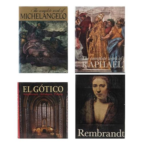 LIBROS SOBRE ARTE EUROPEO. RENACIMIENTO BARROCO Y GÓTICO.  a) The Complete Works of MichelAngelo b) Rembrandt Painting. Pzas: 4.