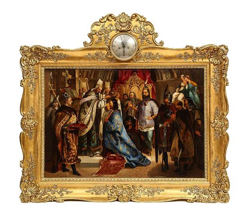 Unknown(Polish, 19th Century) Exceptional Quality Oil on Tin Painting Coronation19th Century