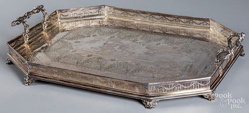 Engraved silver plated tray
