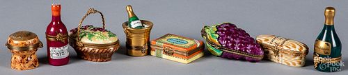 Eight Limoges dresser boxes.