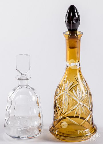 Orrefors glass decanter, together with another