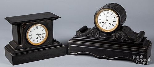 Two Victorian slate mantel clocks