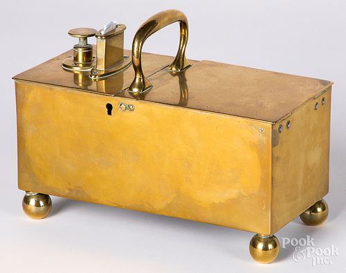 English Richs patent brass honor tobacco box