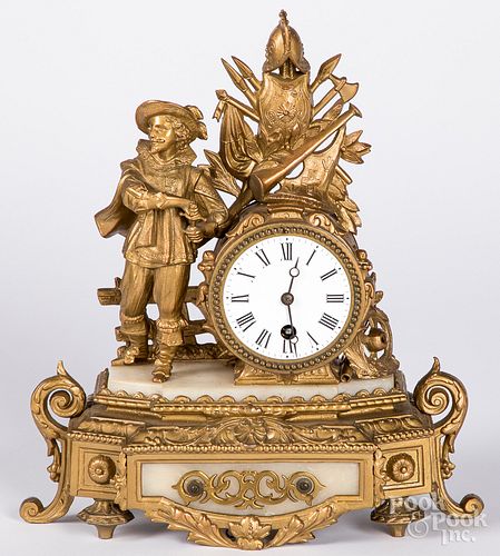 French gilt metal mantel clock