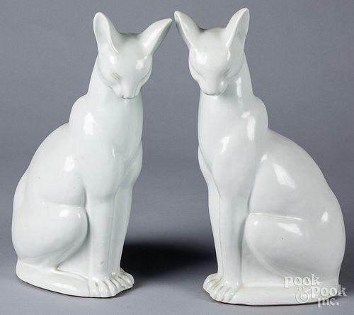 Pair of Japanese Kutani porcelain cats