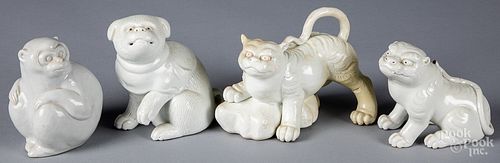 Four Japanese Hirado porcelain animals