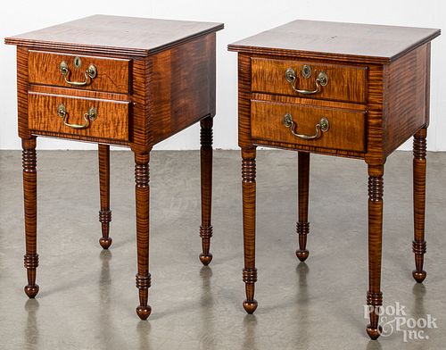 Pair of Gregg Perry tiger maple end tables