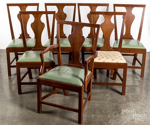Set of seven Virginia cherry dining chairs.