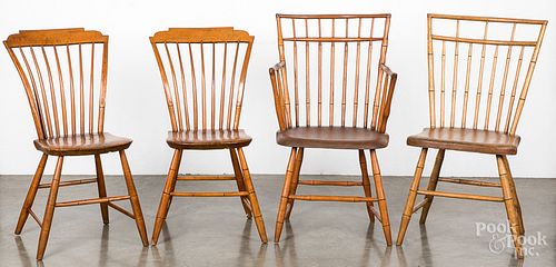 Four rodback Windsor chairs, 19th c.