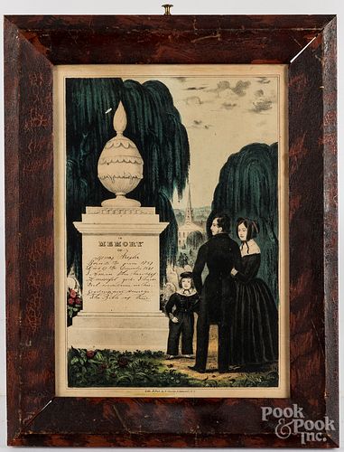 N. Currier lithograph memorial, with painted frame