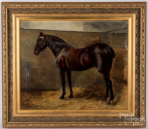 Oil on canvas horse portrait, signed Violet Haig