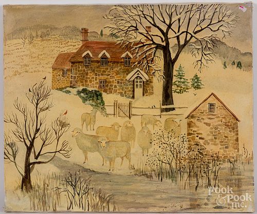 Jeanne Davies oil on canvas winter landscape