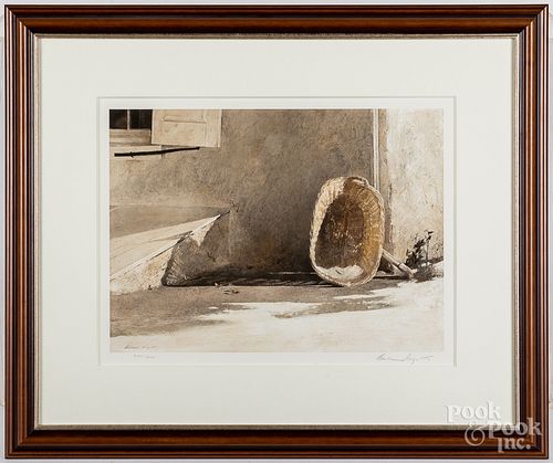 Andrew Wyeth signed collotype, Monday Morning