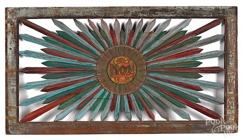 Painted pine transom frame, dated 1802