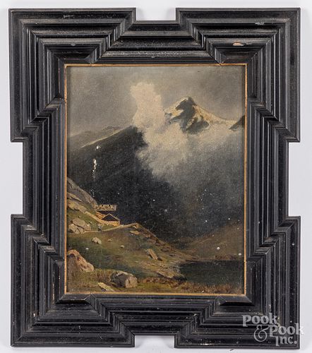 Continental oil on canvas mountain landscape