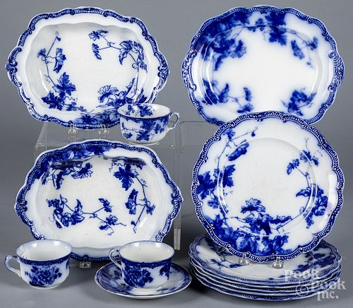 Flow blue Lonsdale pattern porcelain