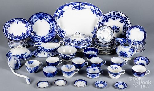 Miscellaneous flow blue porcelain.