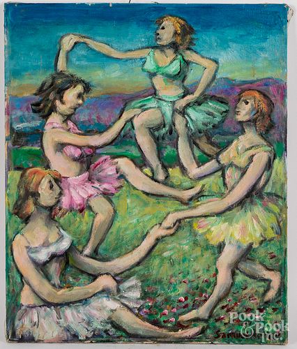 Samuel Heller oil on canvas of dancers
