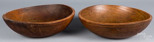 Two large turned wooden bowls, 19th c.