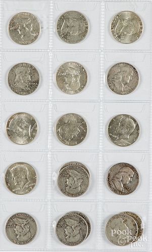 Fourteen Franklin silver half dollars, etc.