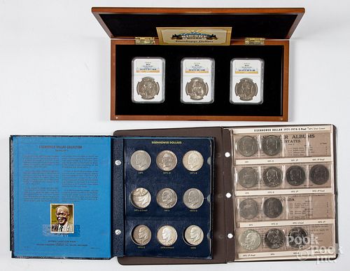 Forty-three Eisenhower silver dollars