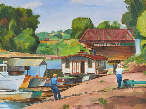 Emile Hastings "Boat Livery & Live Bait" Oil on Canvas