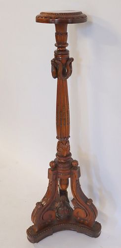 A Carved Mahogany Georgian Style Pedestal