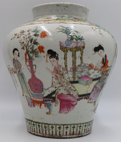 Chinese Famille Rose Wine Jar.