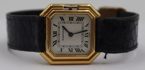 JEWELRY. Ladies Cartier Ceinture 18kt Gold Watch.