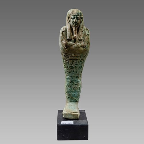 Ancient Egyptian Large Green Faience Ushabti Late period c.664-332 BC. 