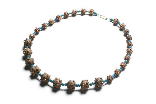 Indian Islamic Enhanced Gold & Beaded Necklace Ca. 11th-12th century A.D.