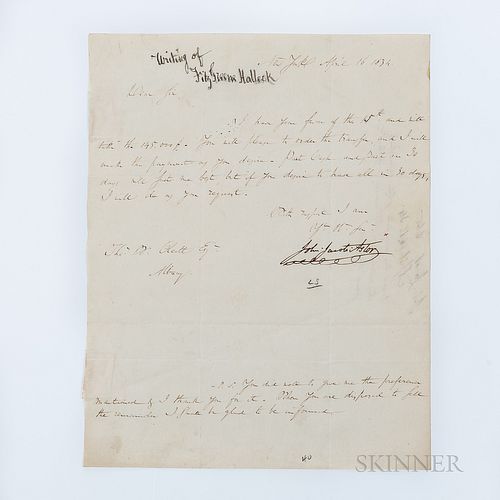 Astor, John Jacob (1763-1848) Letter Signed, New York, New York, 16 April 1834