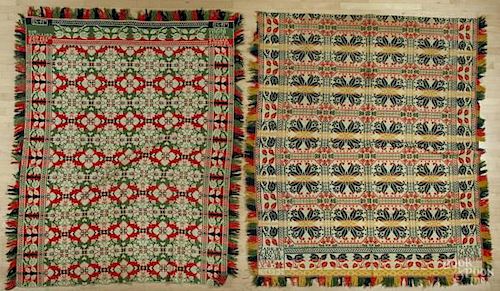 Two Pennsylvania jacquard coverlets, inscribed