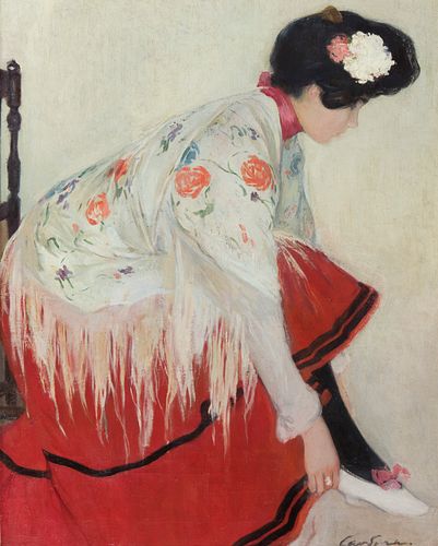 JOAN CARDONA I LLADÓS (Barcelona, 1877-1957). 
"Study", ca. 1900. 
Oil on canvas. 
Signed in the lower right corner. 
Provenance: Artur Ramon Art. Wit