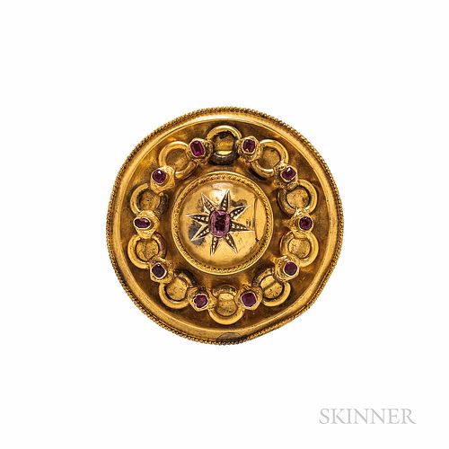 Victorian Gold and Ruby Brooch