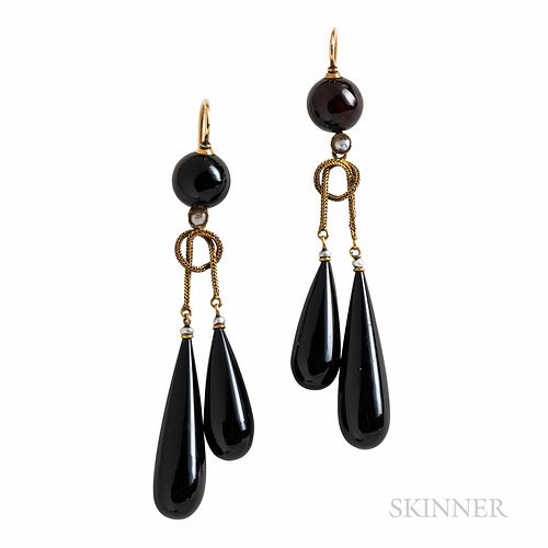 Antique 18kt Gold and Onyx Earrings