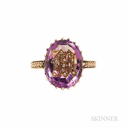 Victorian Amethyst and Diamond Initial Ring