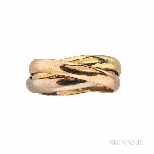 18kt Tricolor Gold Rolling Ring