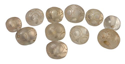 Collection of Eleven Early Carved Rock Crystal Seals, 1/2 - 1 inch.