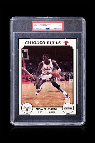 A 1985 Interlake Boy Scout Michael Jordan Rookie Basketball Card PSA 5,