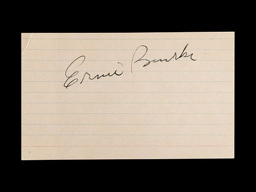 A Vintage Ernie Banks Signed Index Card