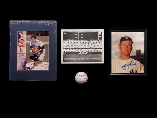 A Group of Four 1950s New York Yankees Items Including a Mickey Mantle Signed Baseball (PSA),