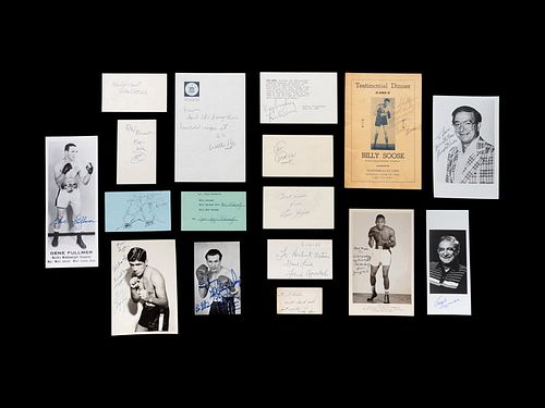 A Group of 29 Autographs from 20th Century Boxing Champions and Notables,