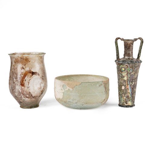 Grp: 3 Ancient Roman Glass Vessels