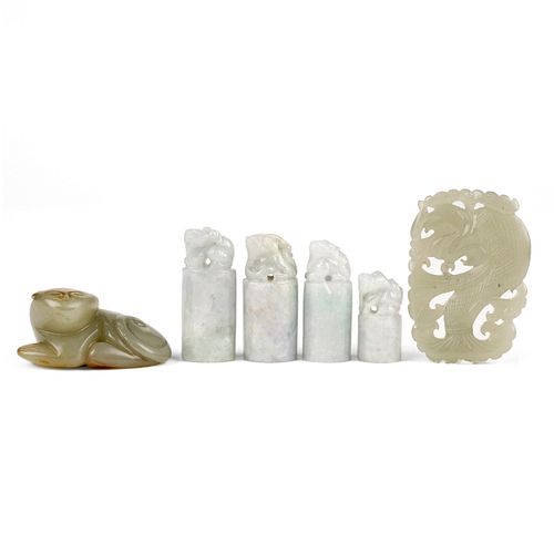 Grp: 6 20th c. Chinese Jade Carvings
